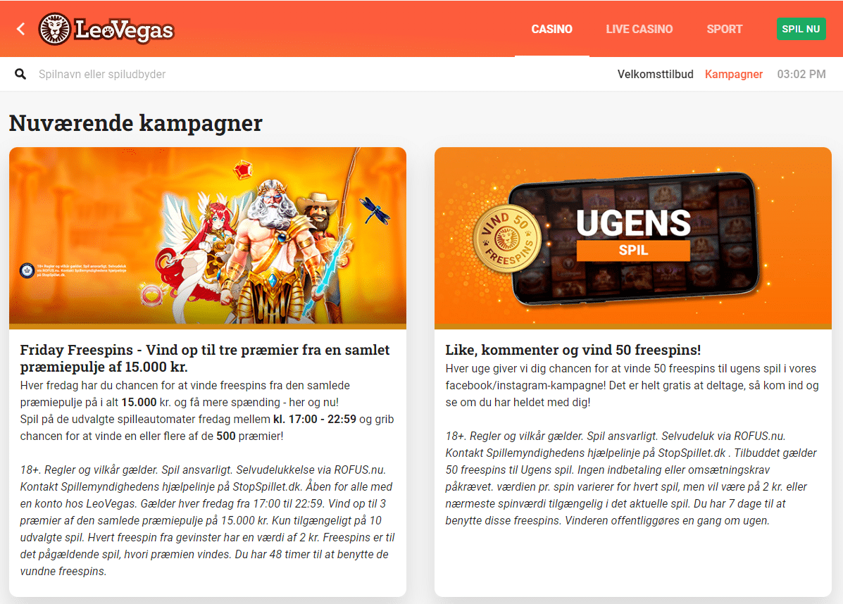 LeoVegas aktuelle kampagner